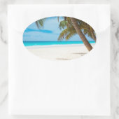 Tropical Paradise Beach Ovaler Aufkleber (Tasche)