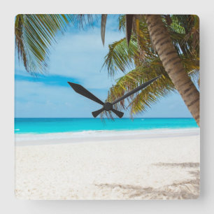 Tropical Paradise Beach Quadratische Wanduhr
