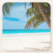 Tropical Paradise Beach Rechteckiger Pappuntersetzer (Vorderseite)