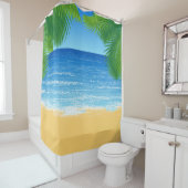 Tropical Paradise Beach und Palm Fronds Duschvorhang (Beispiel)