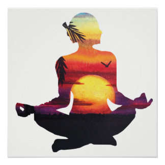 Tropical Paradise Beach Yoga Pose Meditation Poster