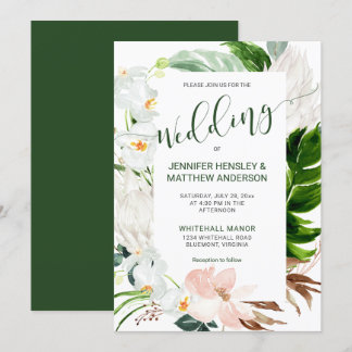 Tropical Paradise Calligraphy Wedding Einladung