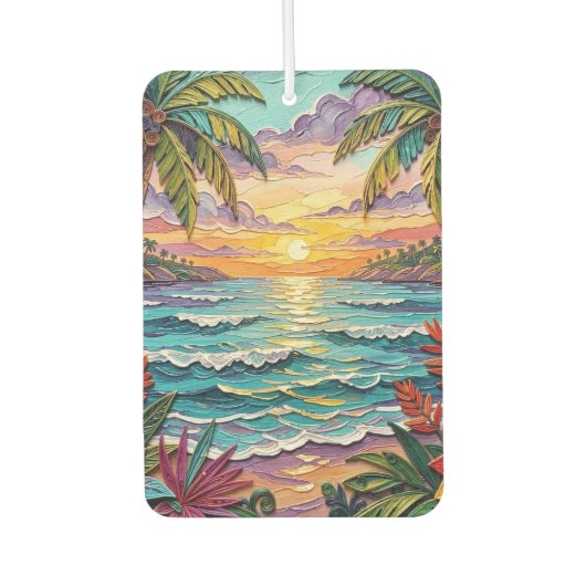Tropical Paradise | Coastal Beach Scene Impasto Autolufterfrischer (Vorderseite)