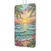 Tropical Paradise | Coastal Beach Scene Impasto Autolufterfrischer (Links)