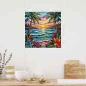 Tropical Paradise | Coastal Beach Scene Impasto Poster (Küche)