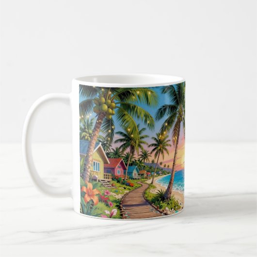 Tropical Paradise Coastal Seaside Cottage Ocean  Kaffeetasse (Links)