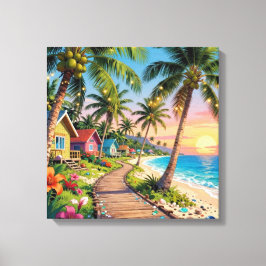 Tropical Paradise Coastal Seaside Cottage Ocean  Leinwanddruck