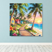 Tropical Paradise Coastal Seaside Cottage Ocean  Leinwanddruck (Insitu (Holzboden))