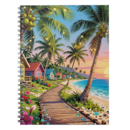 Tropical Paradise Coastal Seaside Cottage Ocean  Notizblock