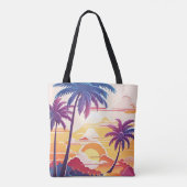 Tropical Paradise Cool Digital Art Monogram Tasche (Rückseite)