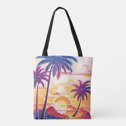 Tropical Paradise Cool Digital Art Monogram Tasche (Rückseite)