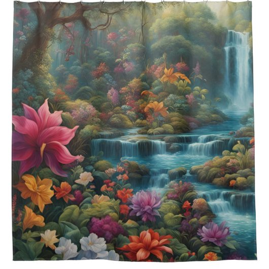 "Tropical Paradise Falls" Duschvorhang (Vorderseite)