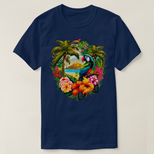 Tropical Paradise farbenfrohe Abbildung T-Shirt (Design vorne)