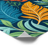 Tropical Paradise Feathers & Foliage Pattern Poster (Ecke)