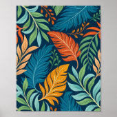 Tropical Paradise Feathers & Foliage Pattern Poster (Vorne)