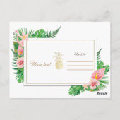 Tropical Paradise Flamingo Blätter Gold Vielen Dan Postkarte (Rückseite)