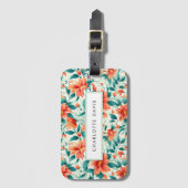 Tropical Paradise Floral Print Black Script Gepäckanhänger (Vorderseite Vertikal)