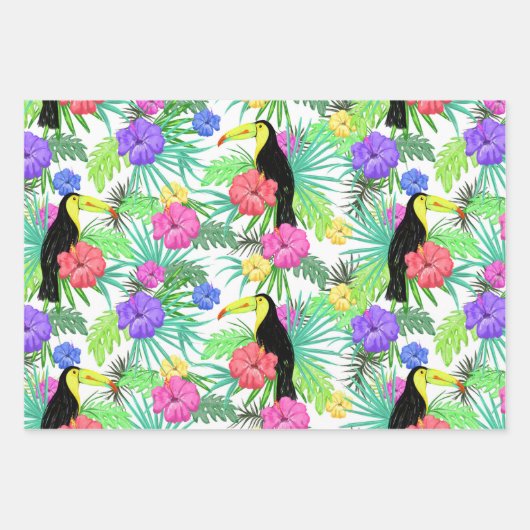 Tropical Paradise Foliage Exotic Toucan Bird Geschenkpapier Set (Vorderseite)