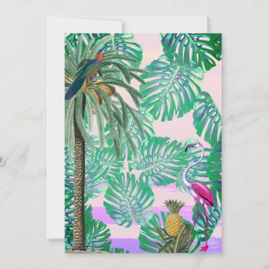 Tropical Paradise Greenery Boho Baby Sprinkle Einladung (Rückseite)