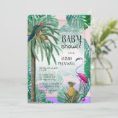 Tropical Paradise Greenery Boho Babydusche Einladung (Stehend Vorderseite)