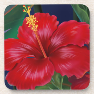 Tropical Paradise Hawaiian Hibiskus Untersetzer