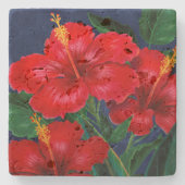 Tropical Paradise Hibiskus Stone Tiki Bar Unterset Steinuntersetzer (Vorderseite)