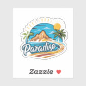Tropical Paradise Island Logo Art Aufkleber (Blatt)