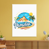 Tropical Paradise Island Logo Art Leinwanddruck (Insitu (Wohnzimmer))
