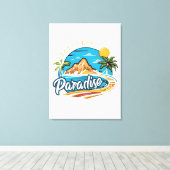 Tropical Paradise Island Logo Art Leinwanddruck (Insitu (Holzboden))