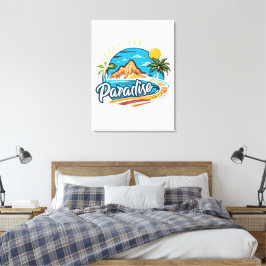 Tropical Paradise Island Logo Art Leinwanddruck