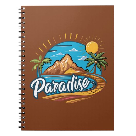 Tropical Paradise Island Logo Art Notizblock (Vorderseite)