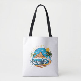 Tropical Paradise Island Logo Art Tasche