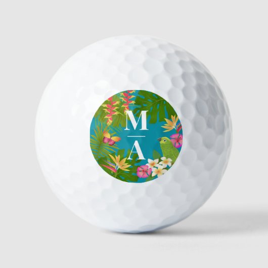 Tropical Paradise Monogram Green Golfball (Vorderseite)
