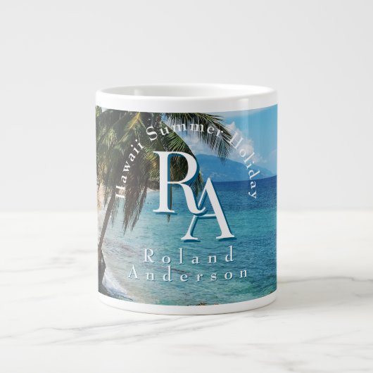 Tropical Paradise Monogram Sea Riesenkaffee Tasse (Vorderseite)