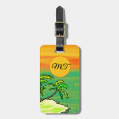 Tropical Paradise Orange Sunset Personalized Gepäckanhänger (Vorderseite vertikal)