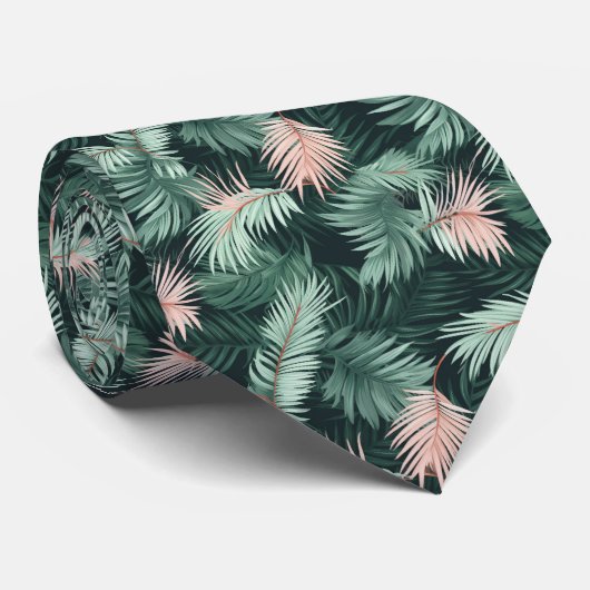 Tropical Paradise Palm Blätter Muster Krawatte (Gerollt)
