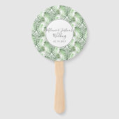 Tropical Paradise Palm Tree Beach Hochzeit Fächer (Vorderseite)