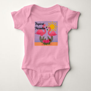Tropical Paradise Pink Flamingo - Baby Jersey Body Strampler