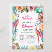 Tropical Paradise Pink Flamingo Geburtstag Einladung (Vorderseite)