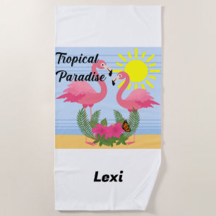 Tropical Paradise Pink Flamingo - Strandhandtuch