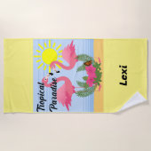 Tropical Paradise Pink Flamingo - Strandhandtuch (Vorderseite)