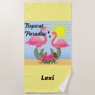 Tropical Paradise Pink Flamingo - Strandhandtuch