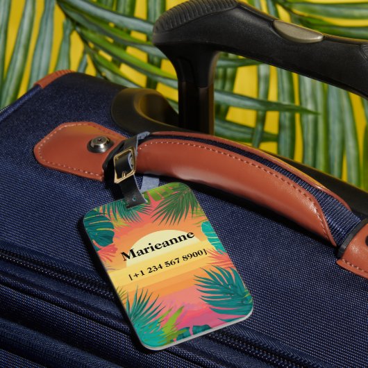 Tropical Paradise Sunset Gradient Gepäckanhänger (Vorderseite Insitu 1)