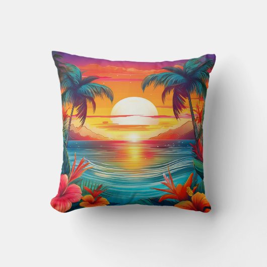 Tropical Paradise Sunset Kissen (Vorderseite)