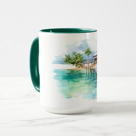 Tropical Paradise Watercolor Tasse Maldives Editio (Vorderseite Links)