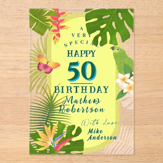 Tropical Paradise Yearly Birthday Card Acryleinladungen (Vorderseite)