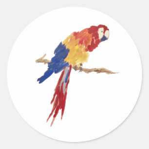 Tropical Parrot Bird Painting Runder Aufkleber