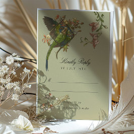 Tropical Parrot Pair Wedding RSVP Card Einladung