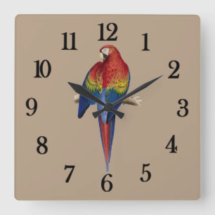 Tropical parrot quadratische wanduhr