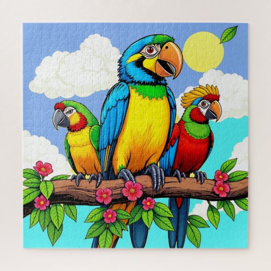 Tropical Parrot Trio Puzzle (Vertikal)
